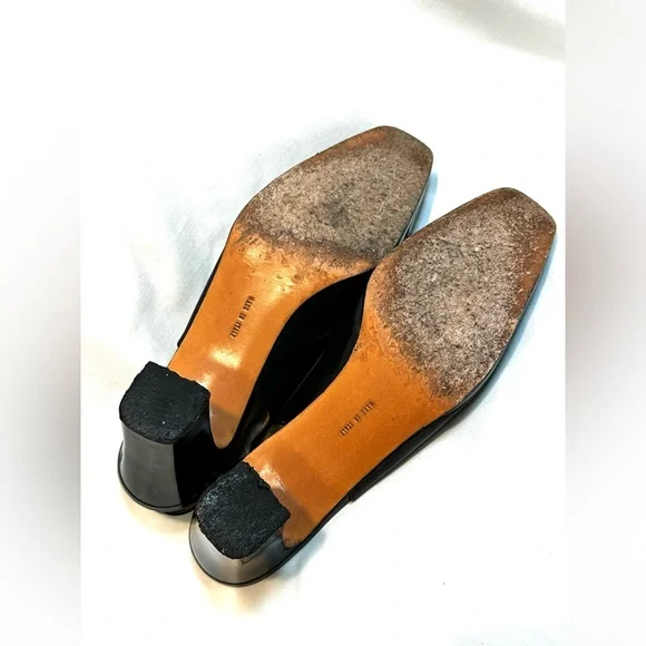 Salvatore Ferragamo Black Patent Slingback Heels
